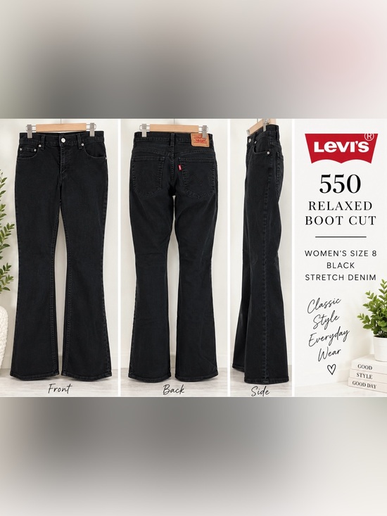 Levi's Denim - Levi’s 550 Relaxed Bootcut Jeans Women’s Size 8 Black Stretch Denim